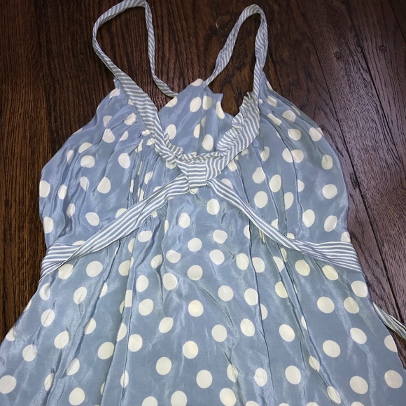BCBG Maxazria Silk Blue Polka Dot Tank Top - Picture 2 of 5